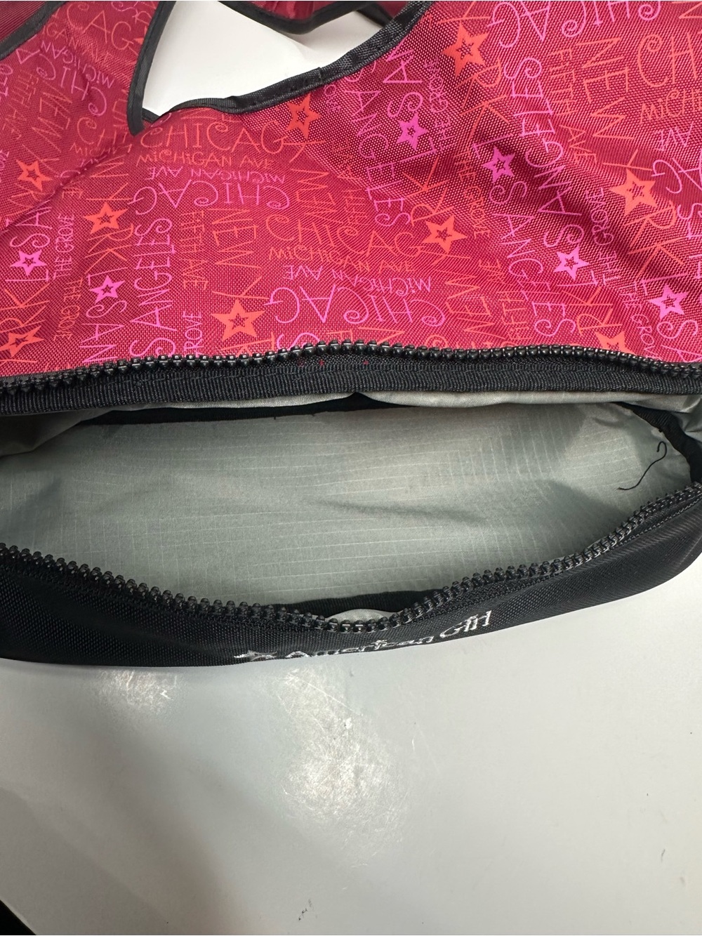 American Girl Red-Pink Patterned Tote with Black Base - Picture 7 of 14